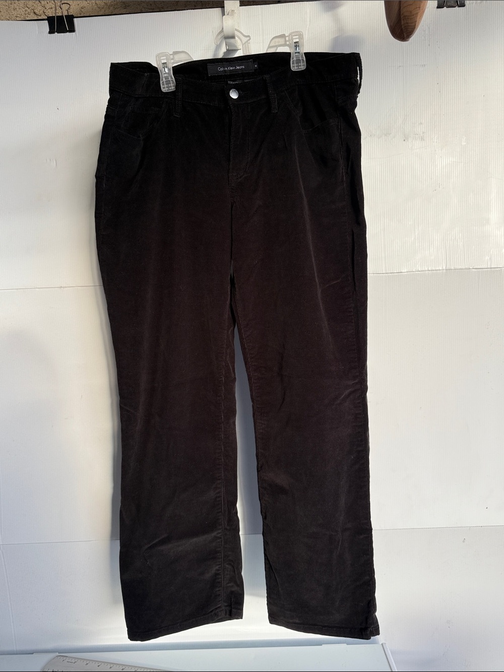CALVIN KLEIN CORDUROY PANTS JEANS PLUS SIZE 14 BLACK STRAIGHT LEG RETRO
